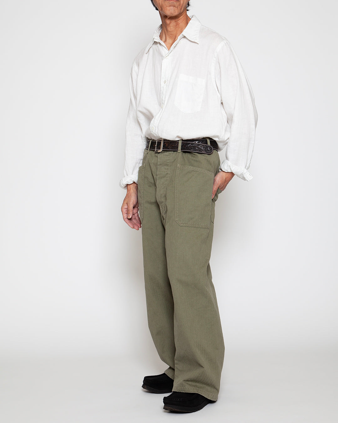 FP015・UTILITY NAVY SLACKS / Light OG w/ Bio-wash