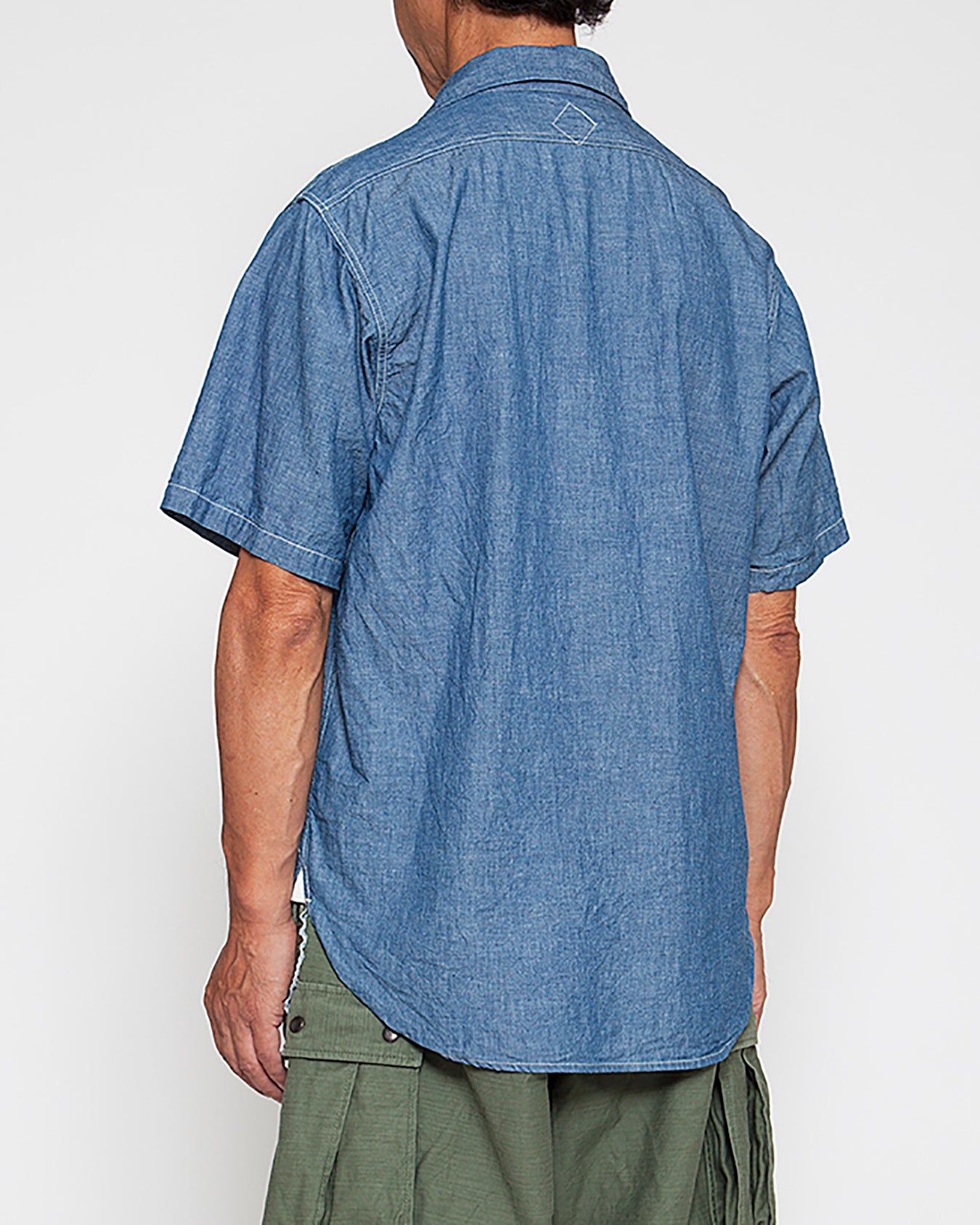 CS001S - NAVY 1POCKET SHORT SLEEVE SHIRT / Blue Chambray