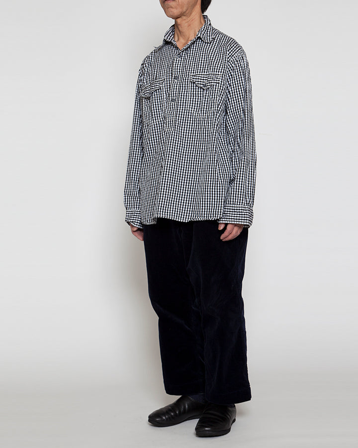 CS003・NAVY PULLOVER SHIRT / Monotone Gingham Check