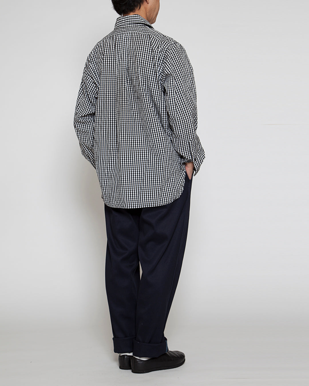 CS005・WHITE COLLAR WORK SHIRT / Black × White