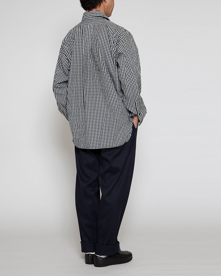 CS005・WHITE COLLAR WORK SHIRT / Black × White