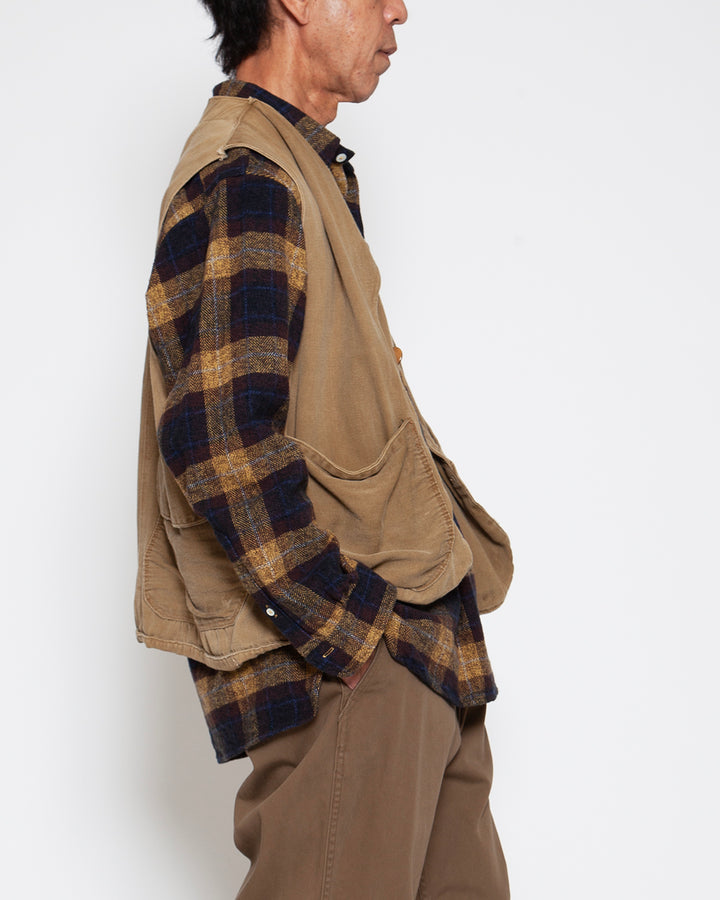 CS005 - W.C.W SHIRT PULLOVER / Yellow × Brown