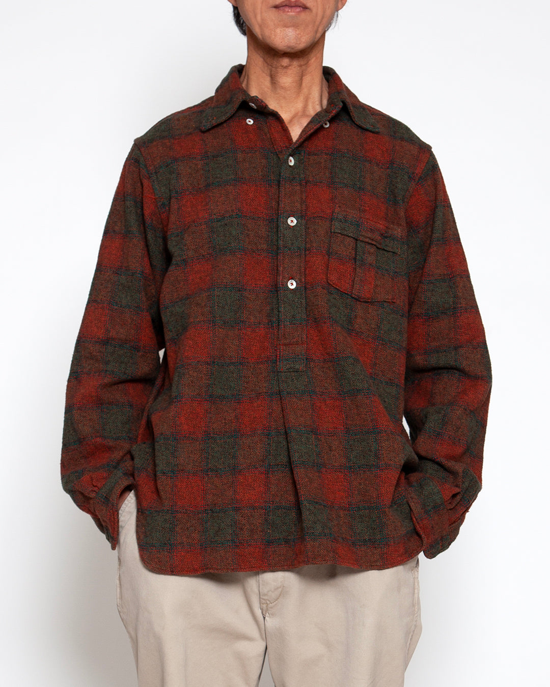CS005 - W.C.W SHIRT PULLOVER / Red × Green