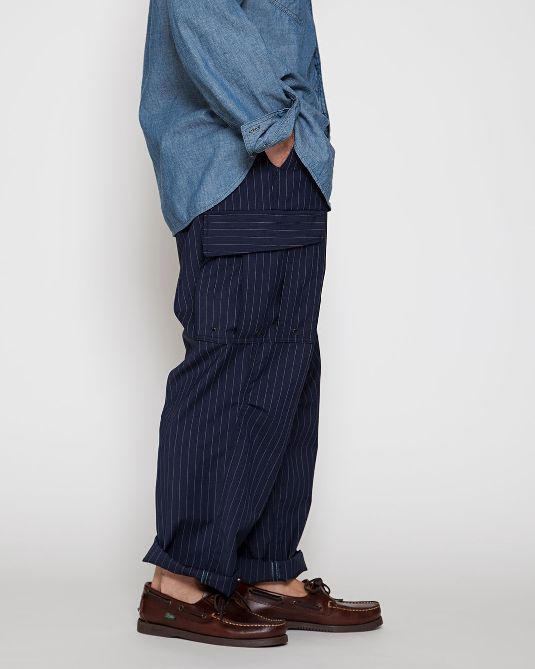 FP006・JUNGLE SLACKS / Navy × Grey Pin Stripe
