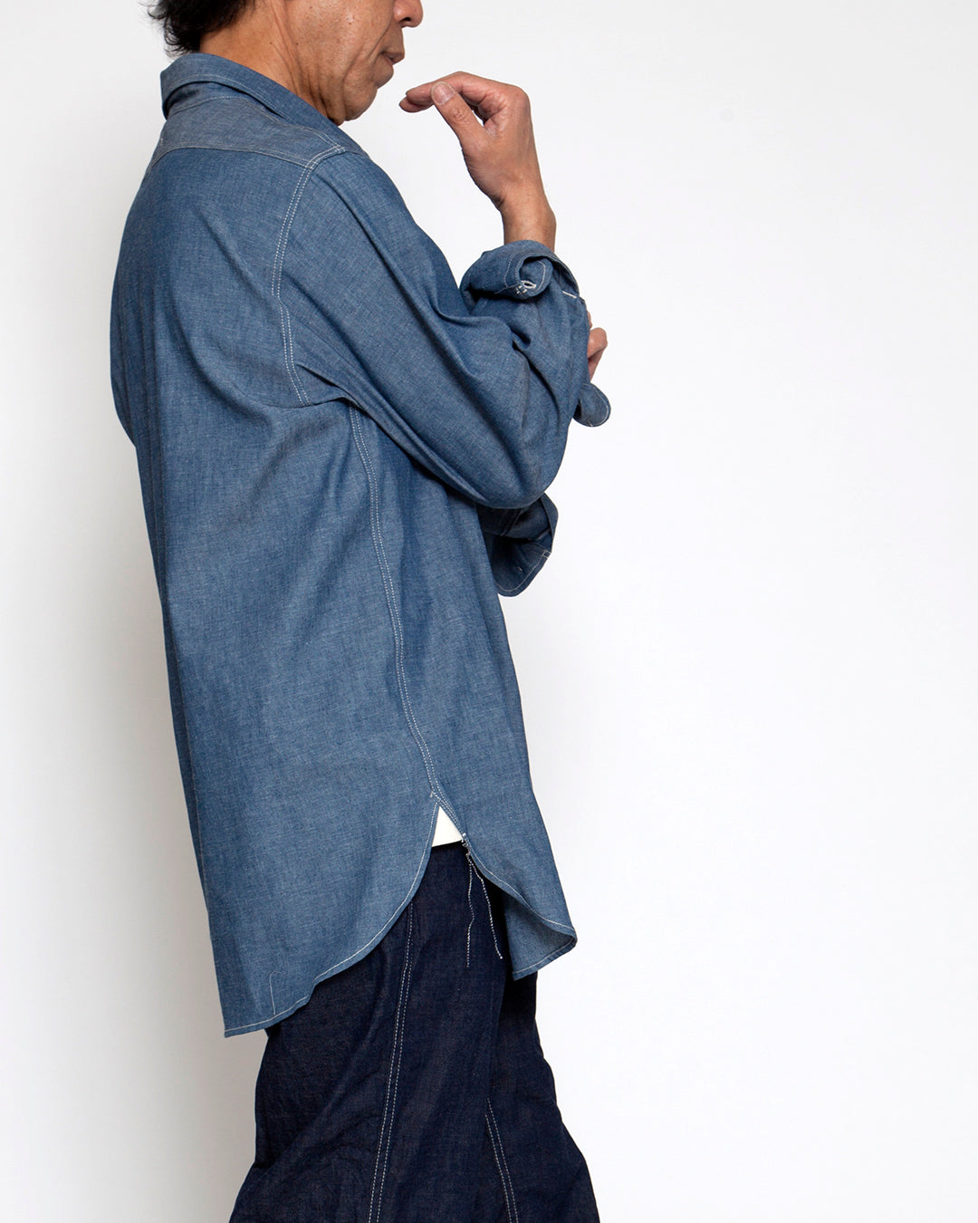 THE CORONA UTILITY - CS001・NAVY 1POCKET SHIRT / Blue Chambray