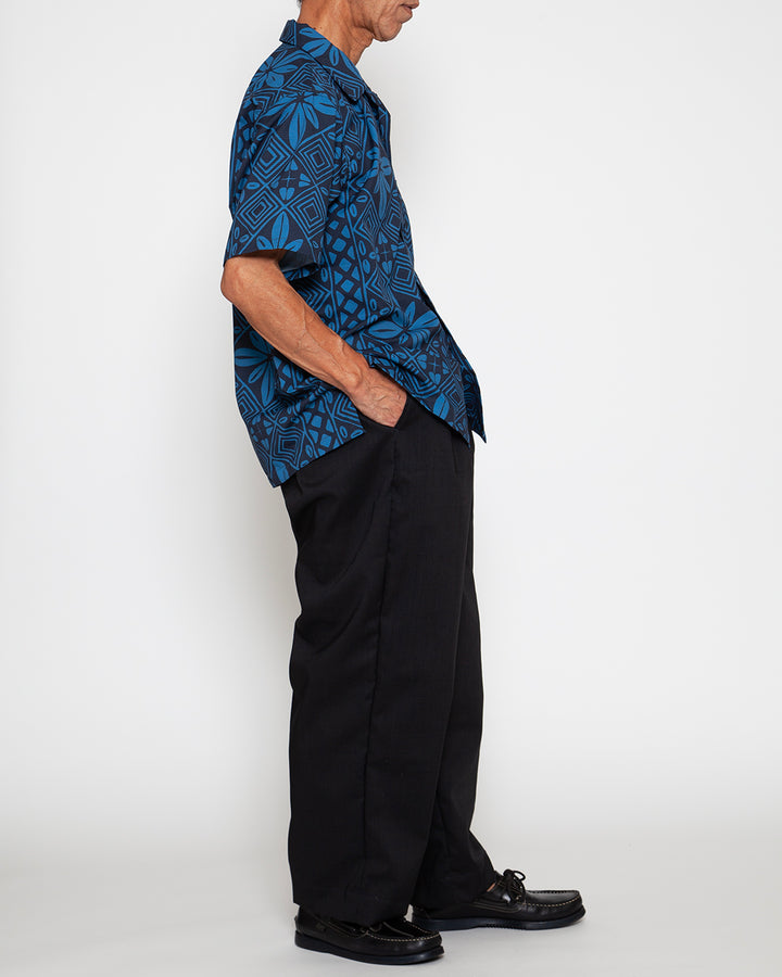 CS097 - FRENCH CAFE SHIRT S/S / Charcoal Grey × Blue