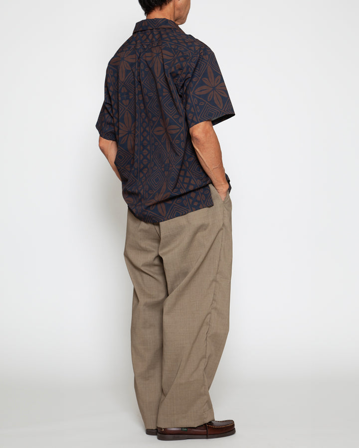 CS097 - FRENCH CAFE SHIRT S/S / Charcoal Grey × Brown