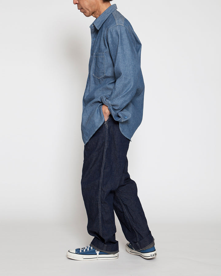 THE CORONA UTILITY - CS001・NAVY 1POCKET SHIRT / Blue Chambray