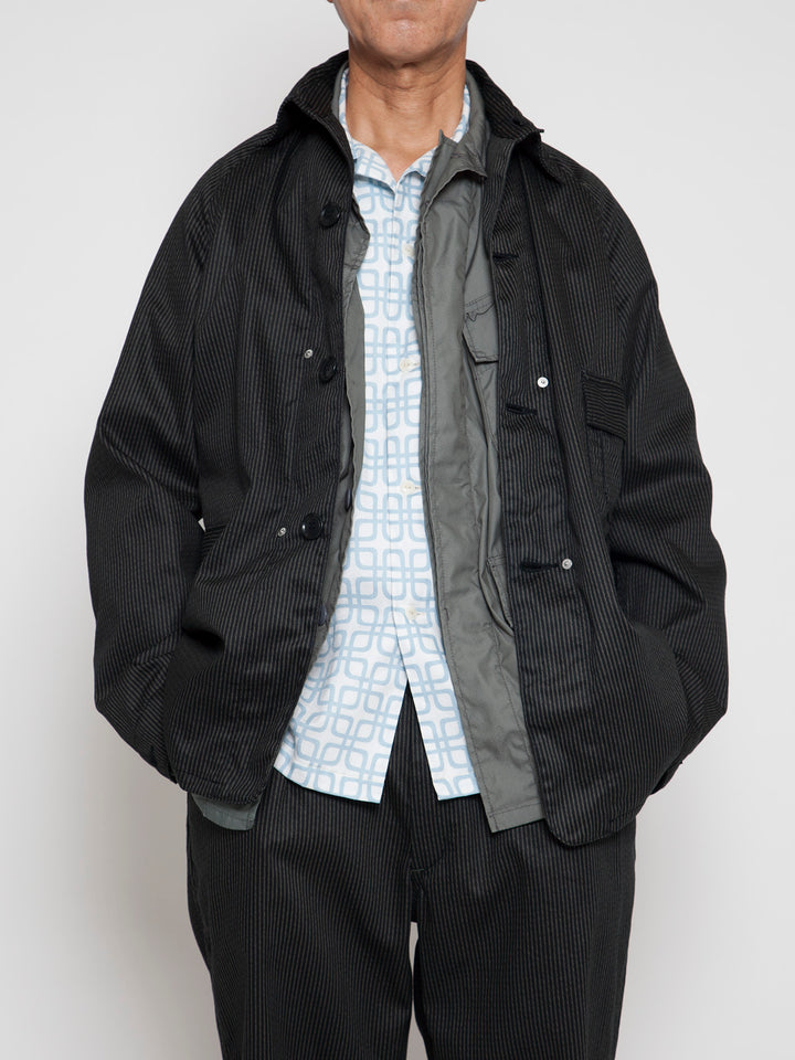 CJ001・Utility Game Jacket / Black Key Stripe - Grey Stripe on Black