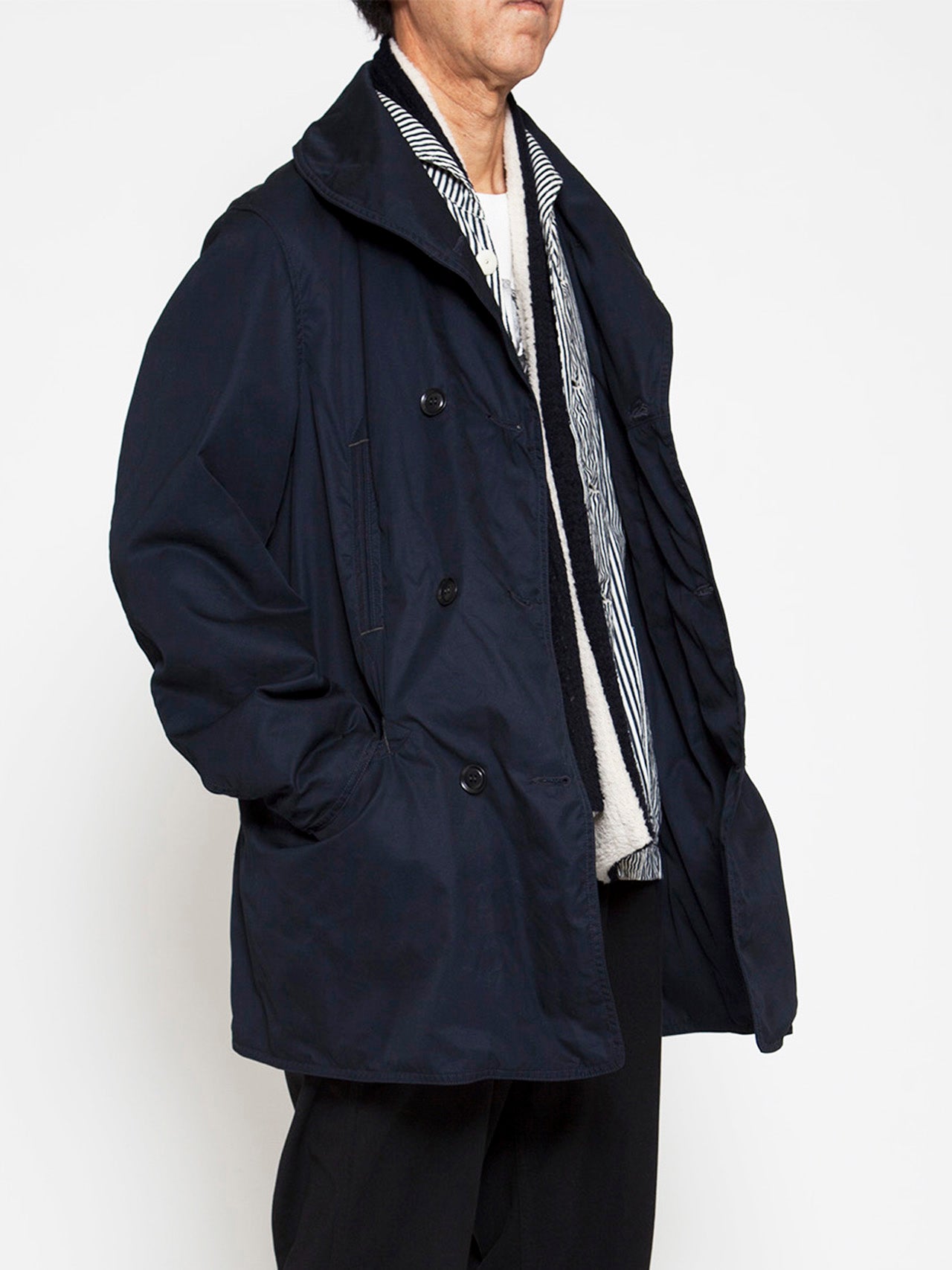 CJ009 - CORONA・Utility Mackinaw Coat / High Density Cotton Gabardine - Midnight Navy