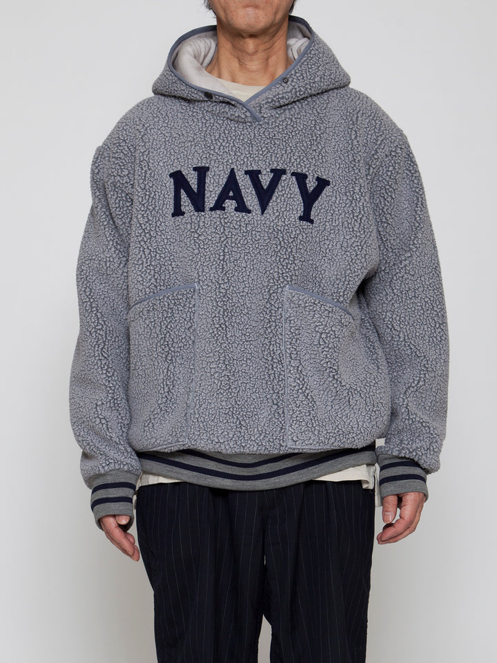 CJ013・NAVY Athletic Parka / POLARTEC Heavy Boa Fleece w/"NAVY" Felt - Grey