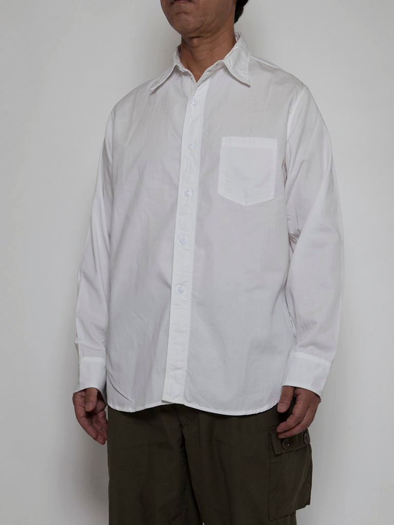 CS001・NAVY 1pocket Shirt / Peru Cotton Shirt Twill - Off-White