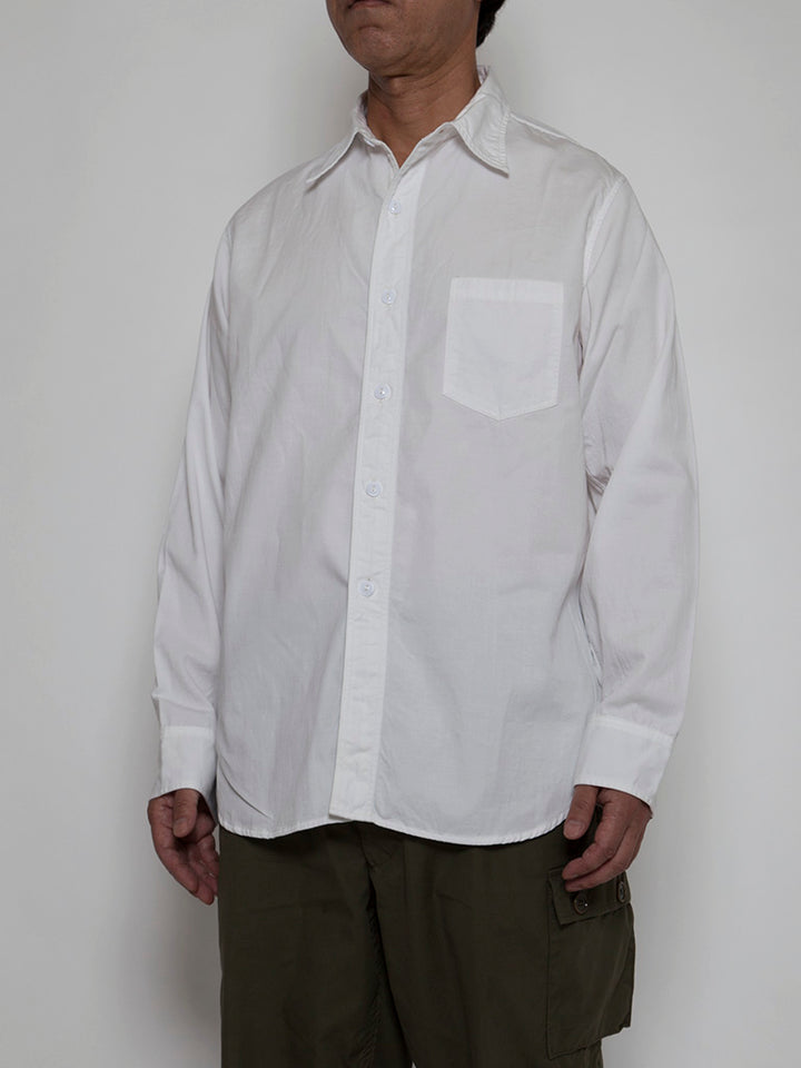 CS001・NAVY 1pocket Shirt / Peru Cotton Shirt Twill - Off-White