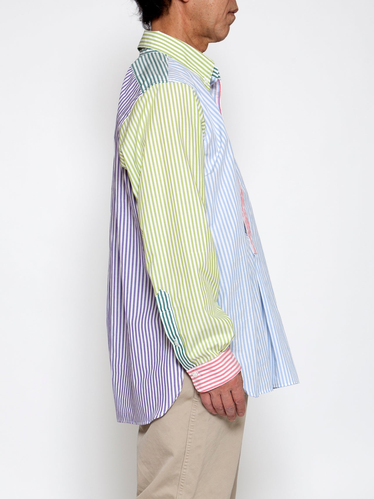 CS005 - CORONA・White Collar Work Shirt / Stripe Broadcloth - Crazy Pattern