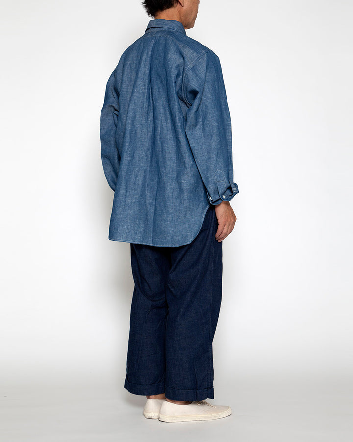CS006・White Collar Work Shirt / Blue
