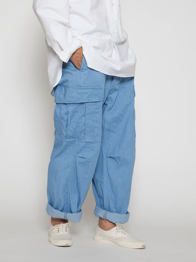 FP006E - FATIGUE SLACKS "JUNGLE EASY SLACKS" / Bleached Denim