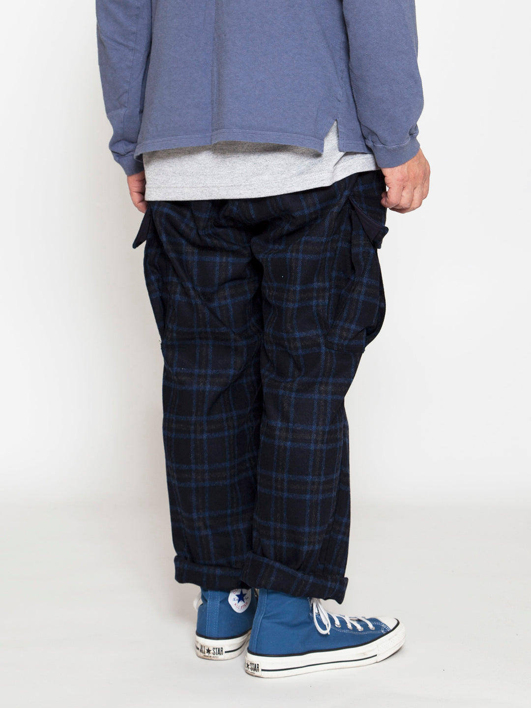 FP006E・"JUNGLE EASY SLACKS" / Stretch Wool Check - Navy Check
