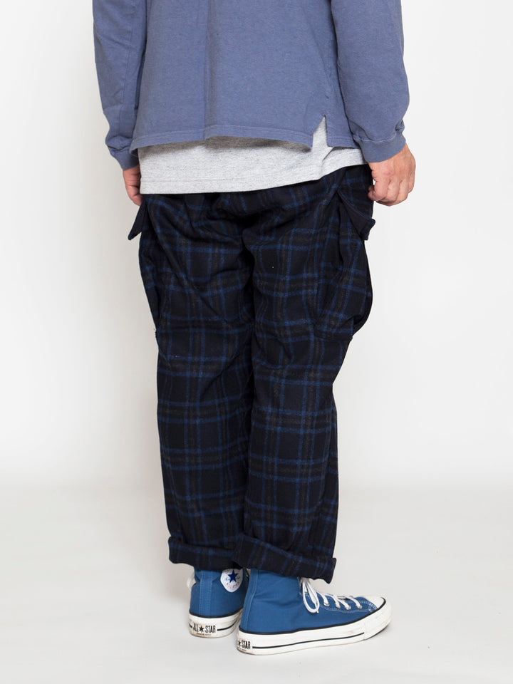 FP006E・"JUNGLE EASY SLACKS" / Stretch Wool Check - Navy Check