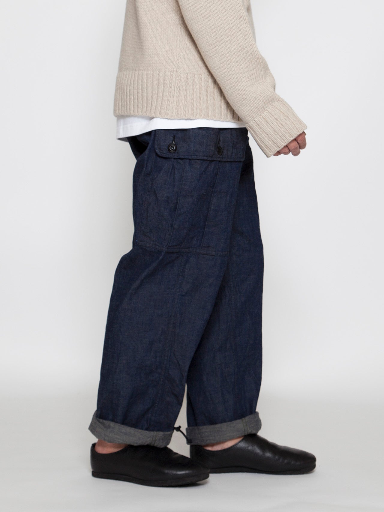 FP013 - FATIGUE SLACKS "VIETNAM SLACKS" / 8.5oz High Density Indigo Denim