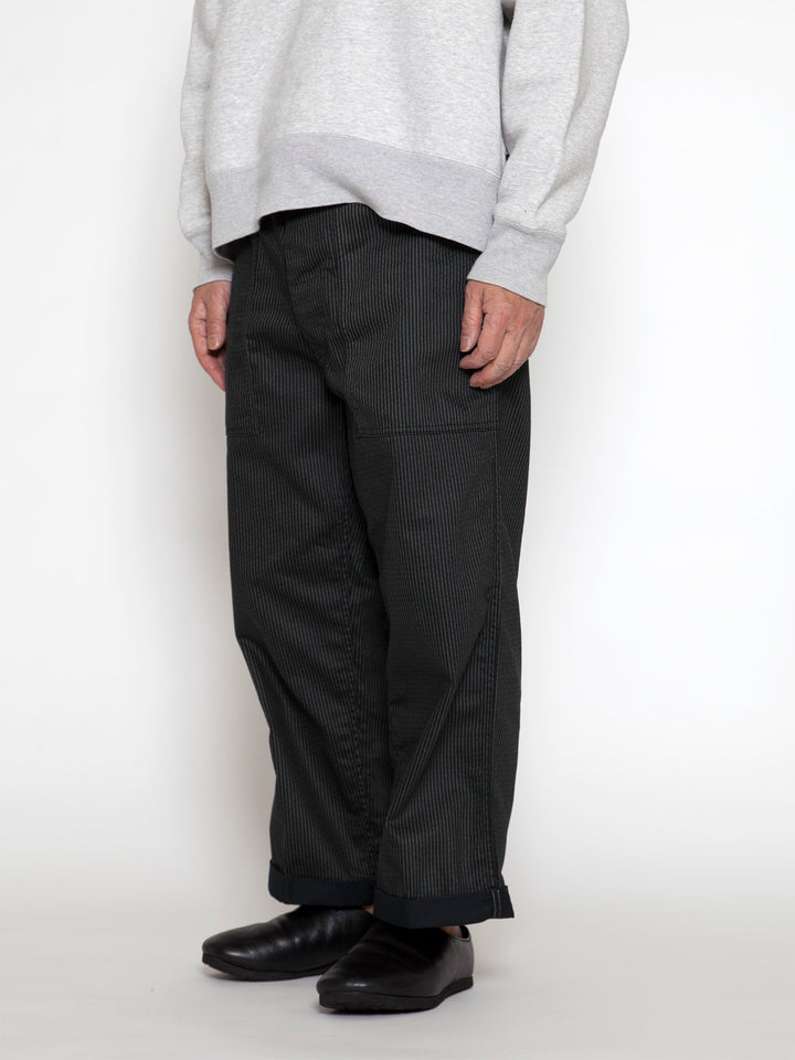 FP017・"UTILITY RM-43 SLACKS" / Black Key Stripe - Grey Stripe on Black