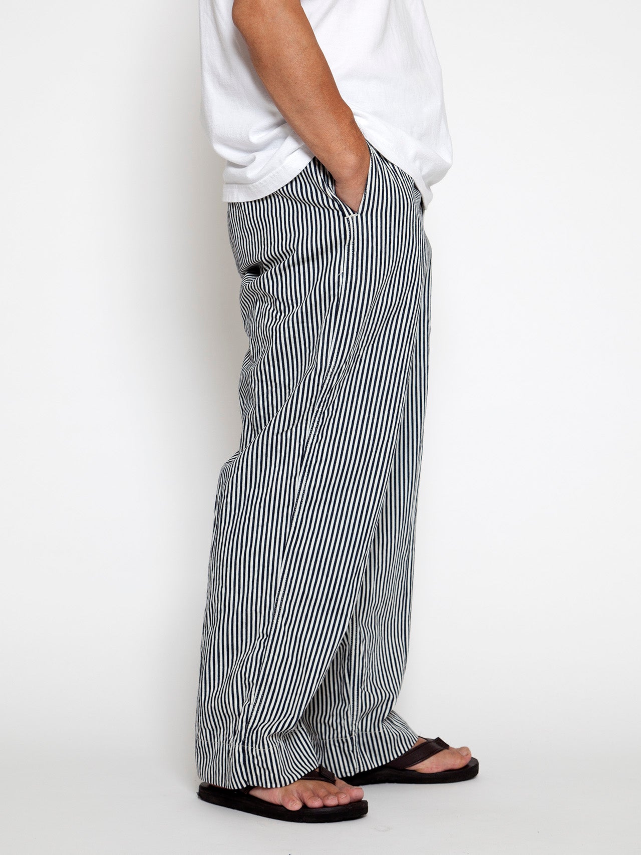 FP018 - FATIGUE SLACKS "UTILITY EASY SLACKS" / High Density Hickory Stripe - Indigo×Natural