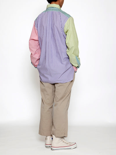 CS005 - CORONA・White Collar Work Shirt / Stripe Broadcloth - Crazy Pattern