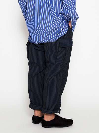 FP006 - FATIGUE SLACKS "JUNGLE SLACKS" / TR Stripe Oxford - Grey Pinstripe on Navy
