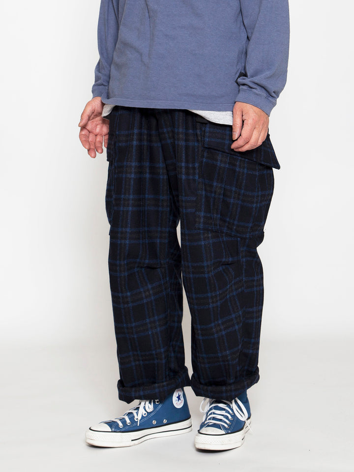 FP006E・"JUNGLE EASY SLACKS" / Stretch Wool Check - Navy Check