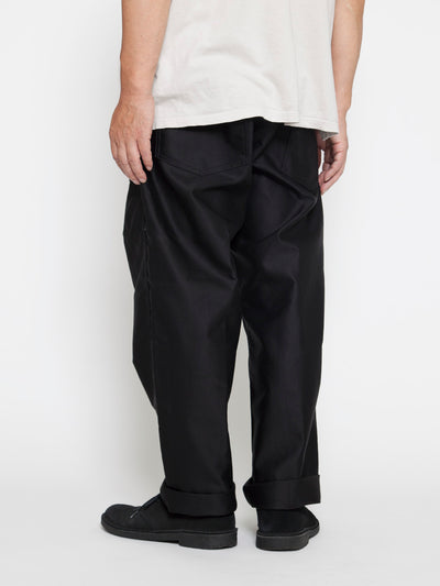 FP016 - FATIGUE SLACKS "SEAMANS SLACKS" / Giza Cotton Moleskin - Black