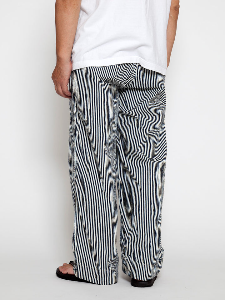 FP018・"UTILITY EASY SLACKS" / High Density Hickory Stripe - Indigo × Natural