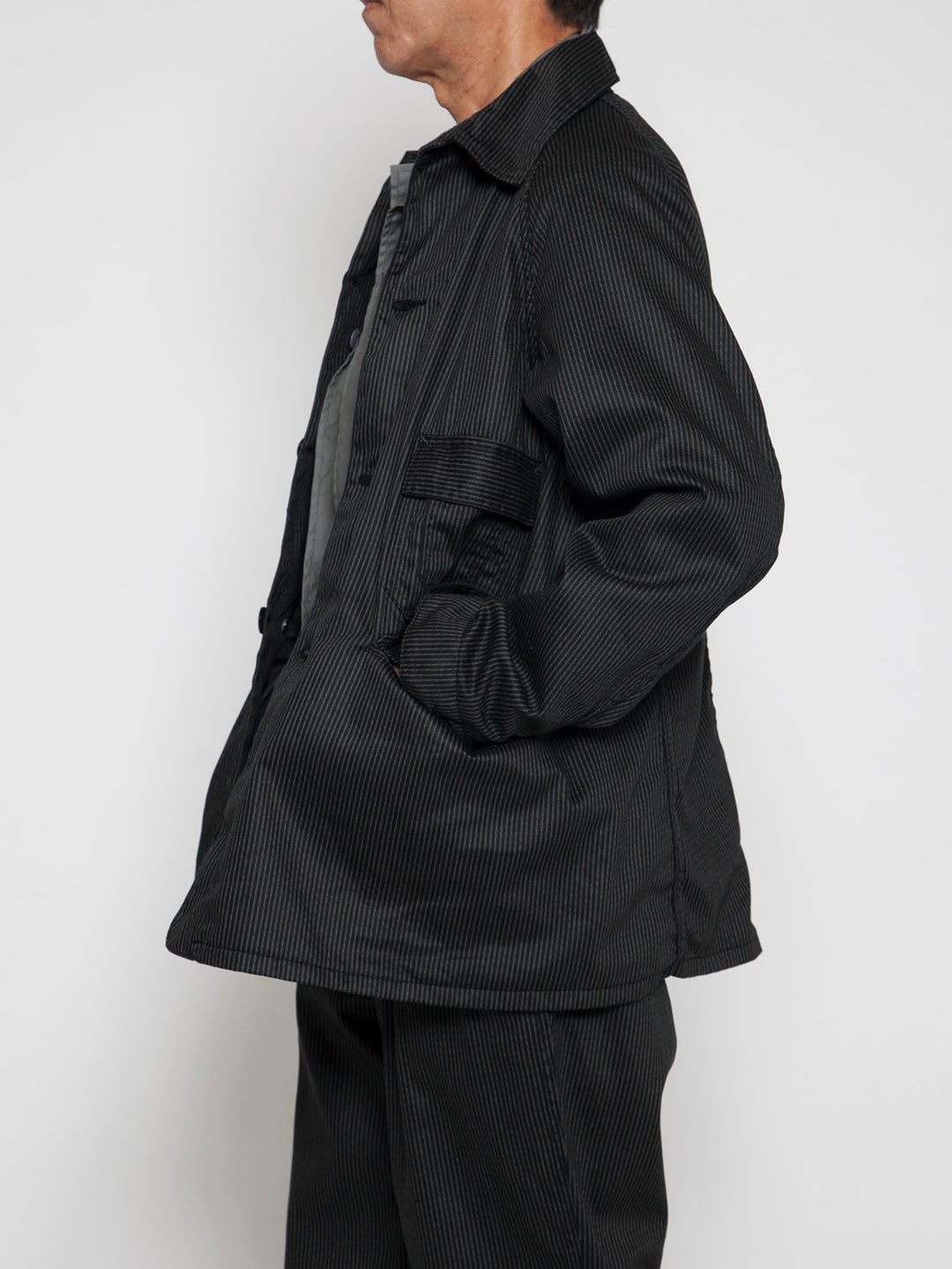 CJ001・Utility Game Jacket / Black Key Stripe - Grey Stripe on Black