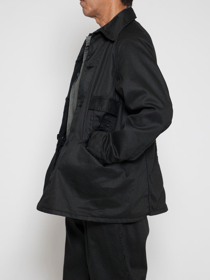 CJ001・Utility Game Jacket / Black Key Stripe - Grey Stripe on Black