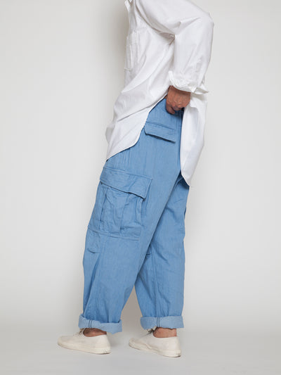FP006E - FATIGUE SLACKS "JUNGLE EASY SLACKS" / Bleached Denim