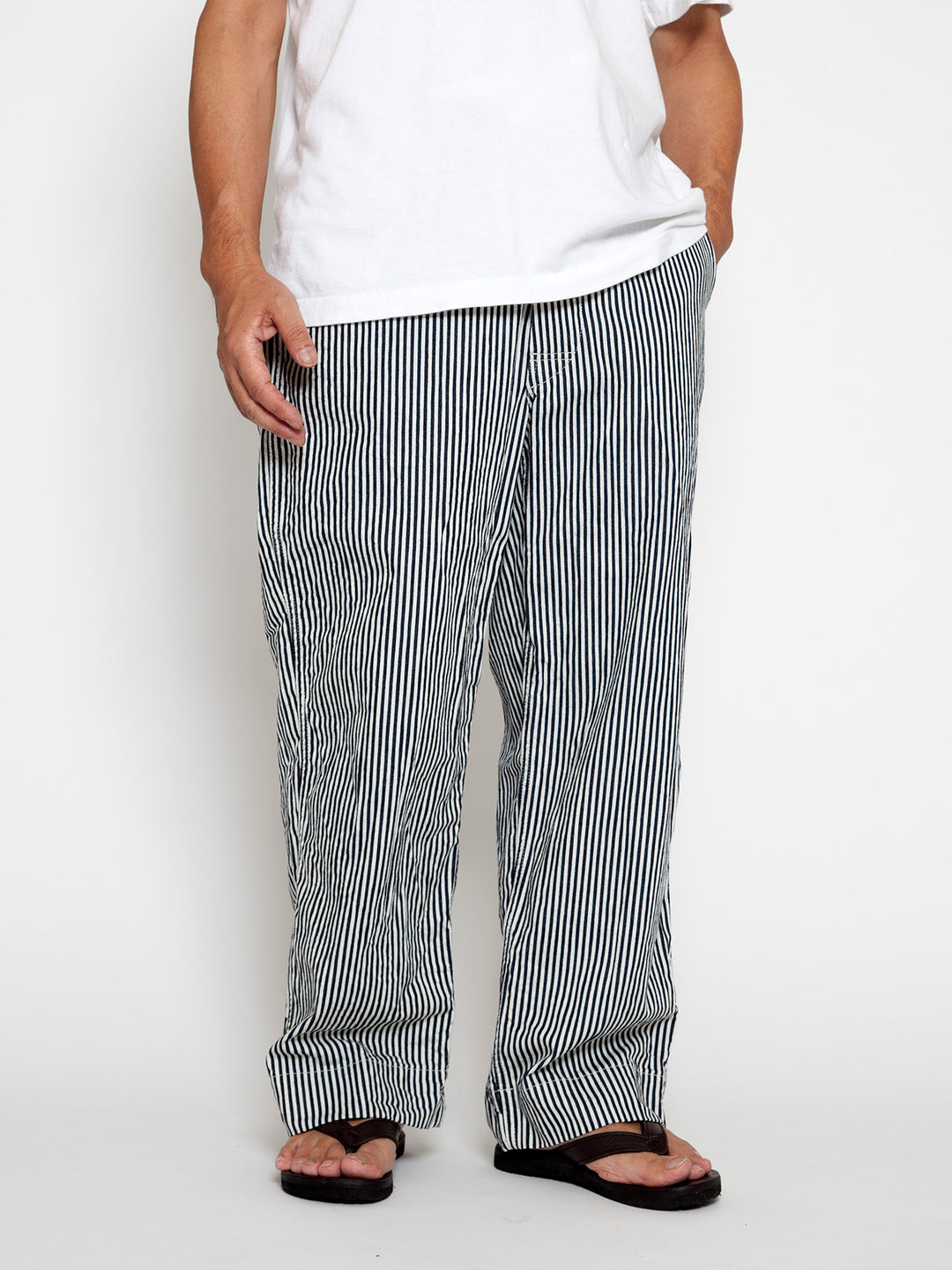 FP018・"UTILITY EASY SLACKS" / High Density Hickory Stripe - Indigo × Natural