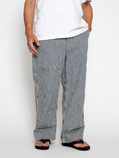 FP018 - FATIGUE SLACKS "UTILITY EASY SLACKS" / High Density Hickory Stripe - Indigo×Natural