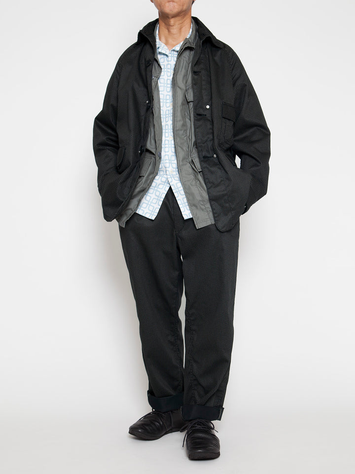 CJ001・Utility Game Jacket / Black Key Stripe - Grey Stripe on Black