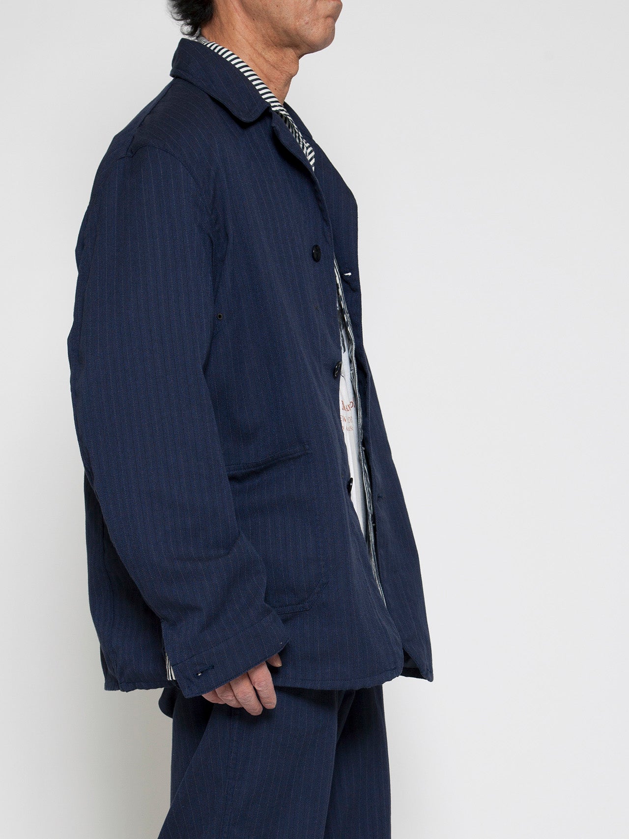 CJ002・Utility Work Coat / H.B.T Stripe - Top Navy – THE CJ002・Utility Work Coat / H.B.T Stripe - Top Navy – THE