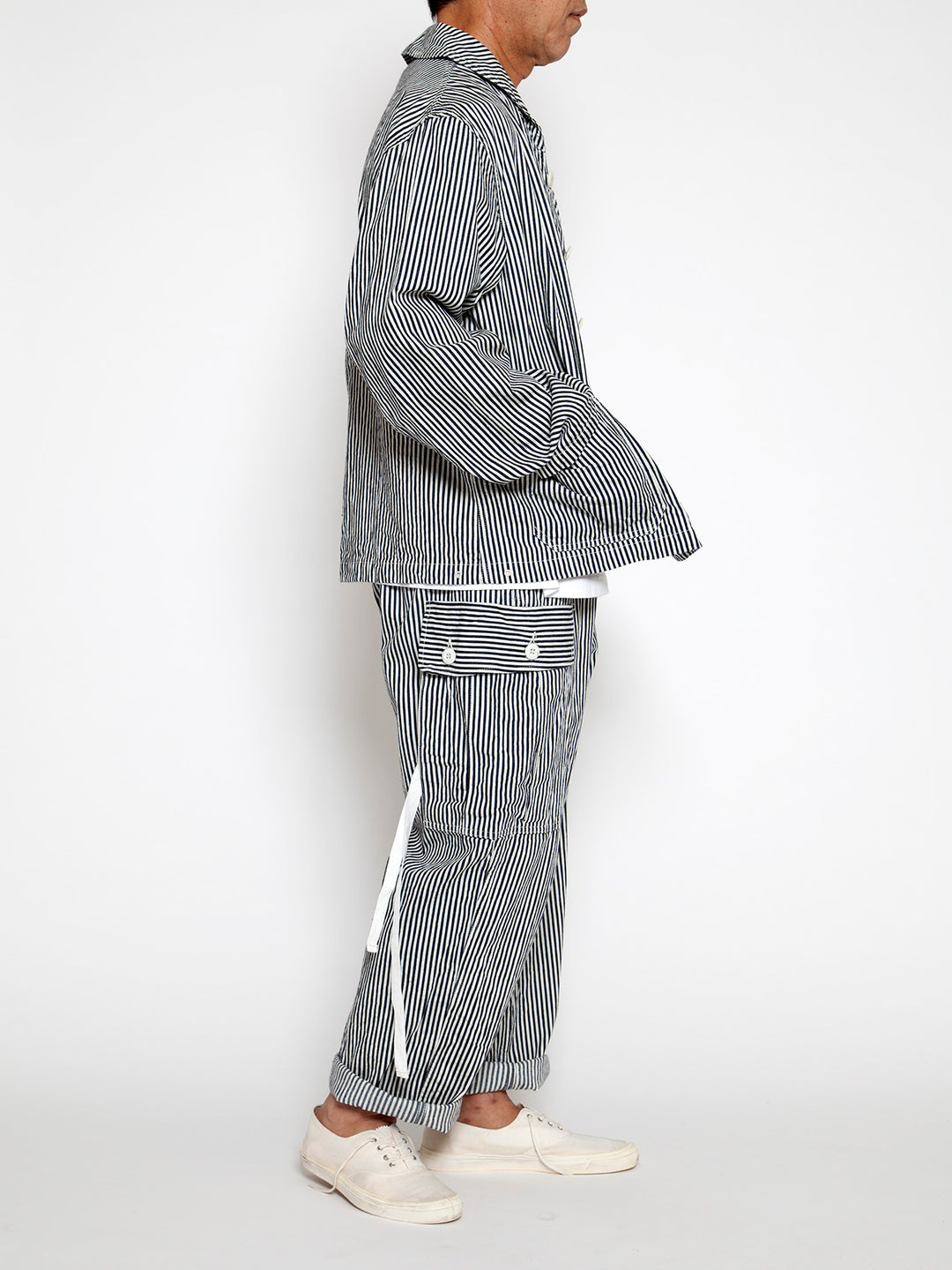 CJ004・Utility Navy Jumper / High Density Hickory Stripe - Indigo×Natural