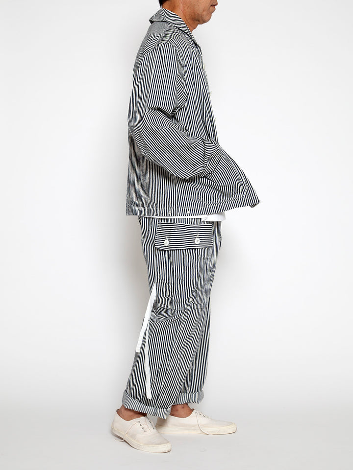 CJ004・Utility Navy Jumper / High Density Hickory Stripe - Indigo×Natural