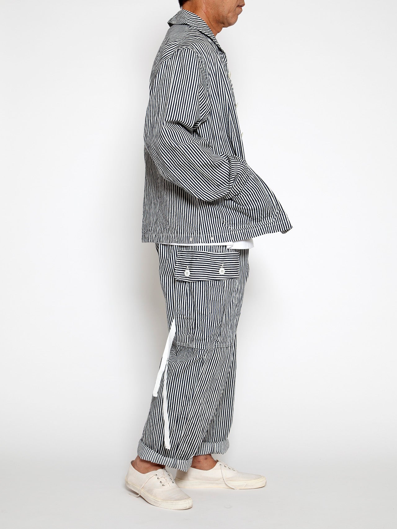 CJ004 - CORONA・Utility Navy Jumper / High Density Hickory Stripe - Indigo×Natural