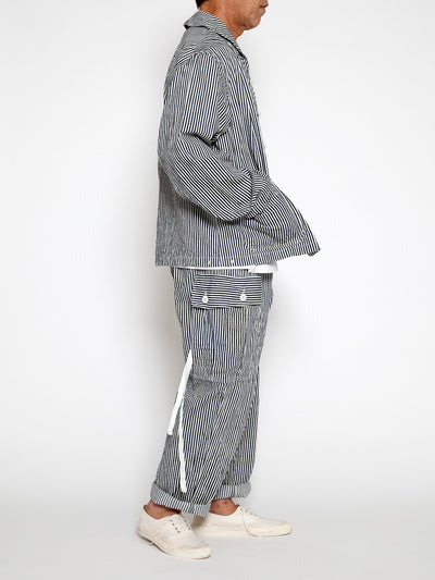 CJ004 - CORONA・Utility Navy Jumper / High Density Hickory Stripe - Indigo×Natural