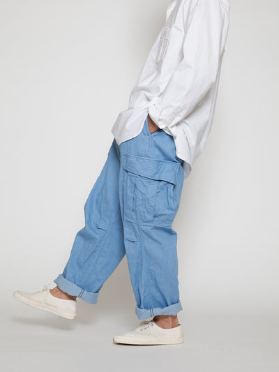 FP006E - FATIGUE SLACKS "JUNGLE EASY SLACKS" / Bleached Denim