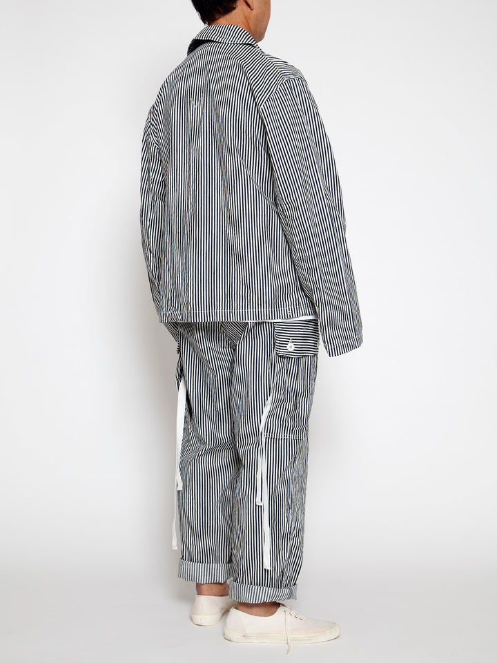 CJ004・Utility Navy Jumper / High Density Hickory Stripe - Indigo×Natural