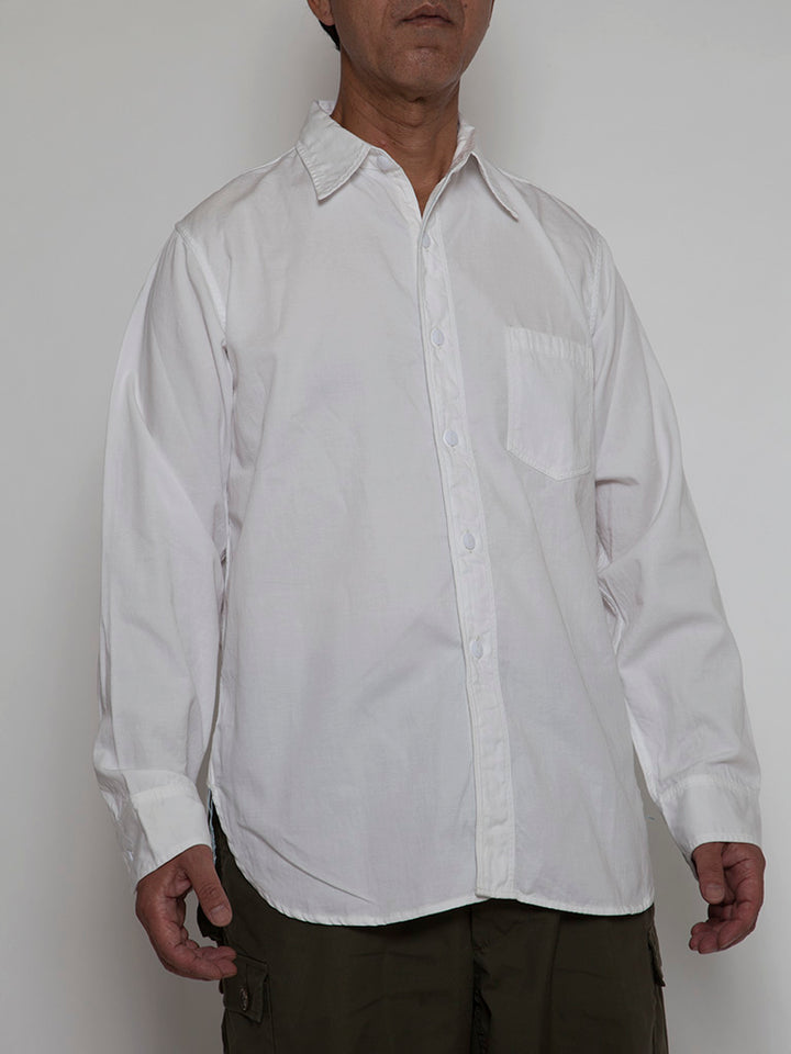 CS001・NAVY 1pocket Shirt / Peru Cotton Shirt Twill - Off-White