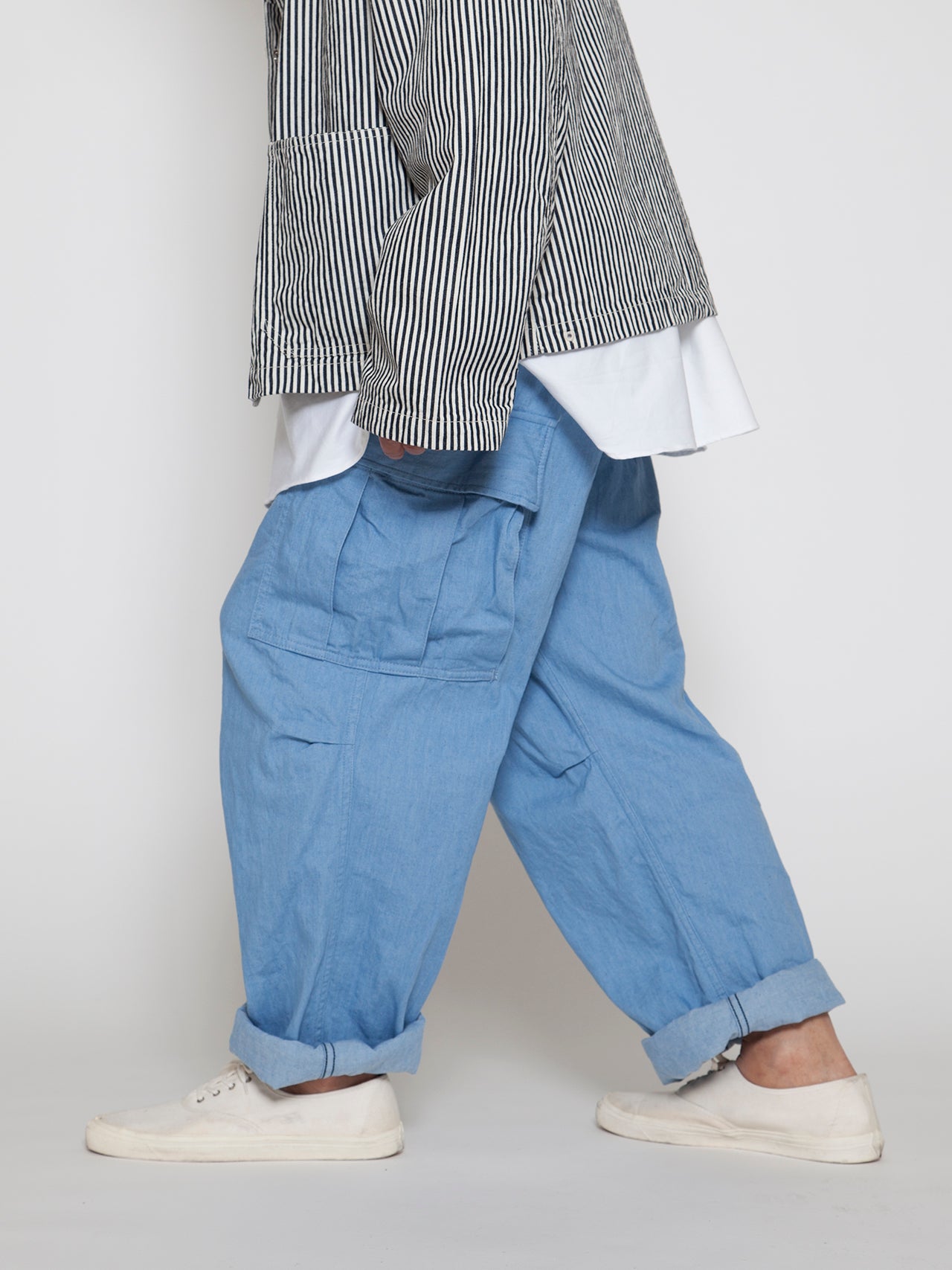 FP006E - FATIGUE SLACKS "JUNGLE EASY SLACKS" / Bleached Denim
