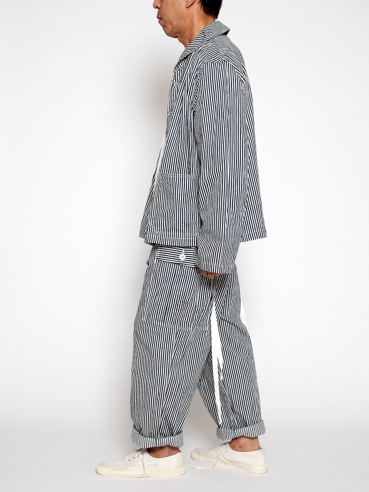 CJ004・Utility Navy Jumper / High Density Hickory Stripe - Indigo×Natural
