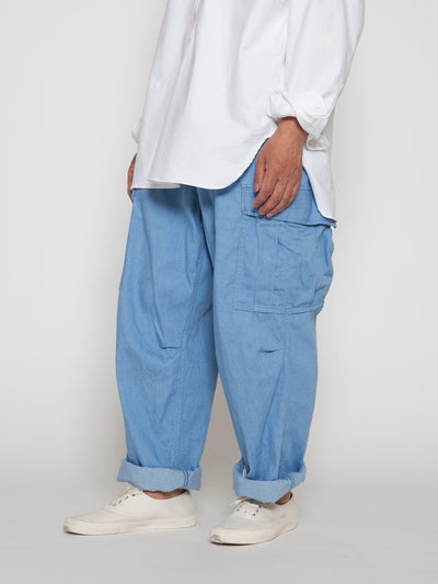 FP006E - FATIGUE SLACKS "JUNGLE EASY SLACKS" / Bleached Denim