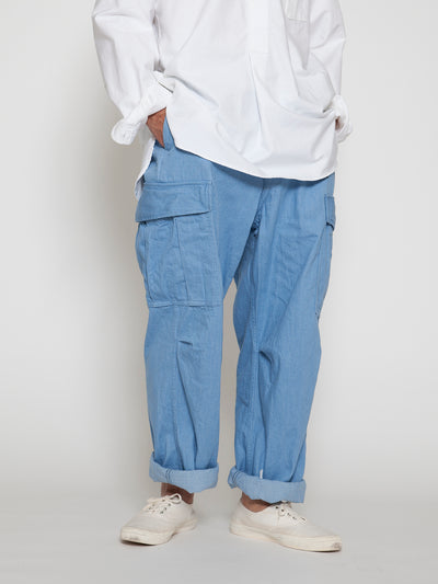 FP006E - FATIGUE SLACKS "JUNGLE EASY SLACKS" / Bleached Denim