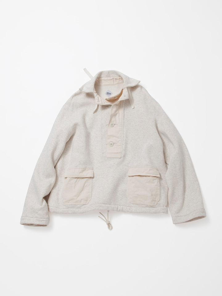 CJ003・Utility Navy Pullover Jacket / Cotton Fleece - Oatmeal