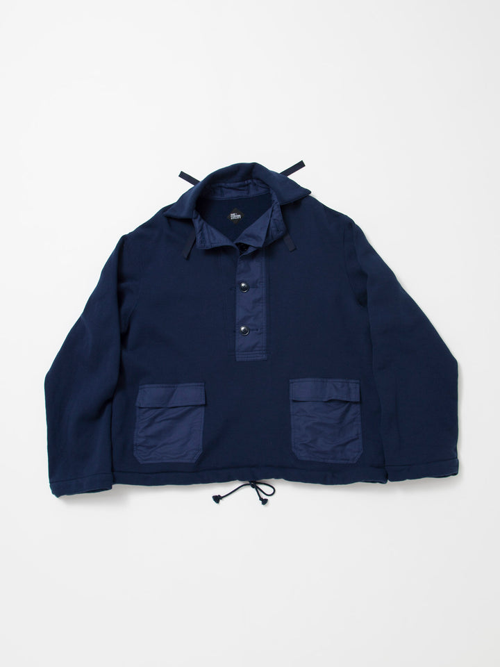 CJ003・Utility Navy Pullover Jacket / Cotton Fleece - Navy